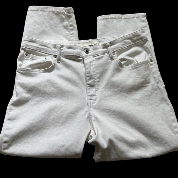 Ella Moss White Cotton Denim High Waist Straight Cropped Jeans Size 12 NWOT - Picture 1 of 14